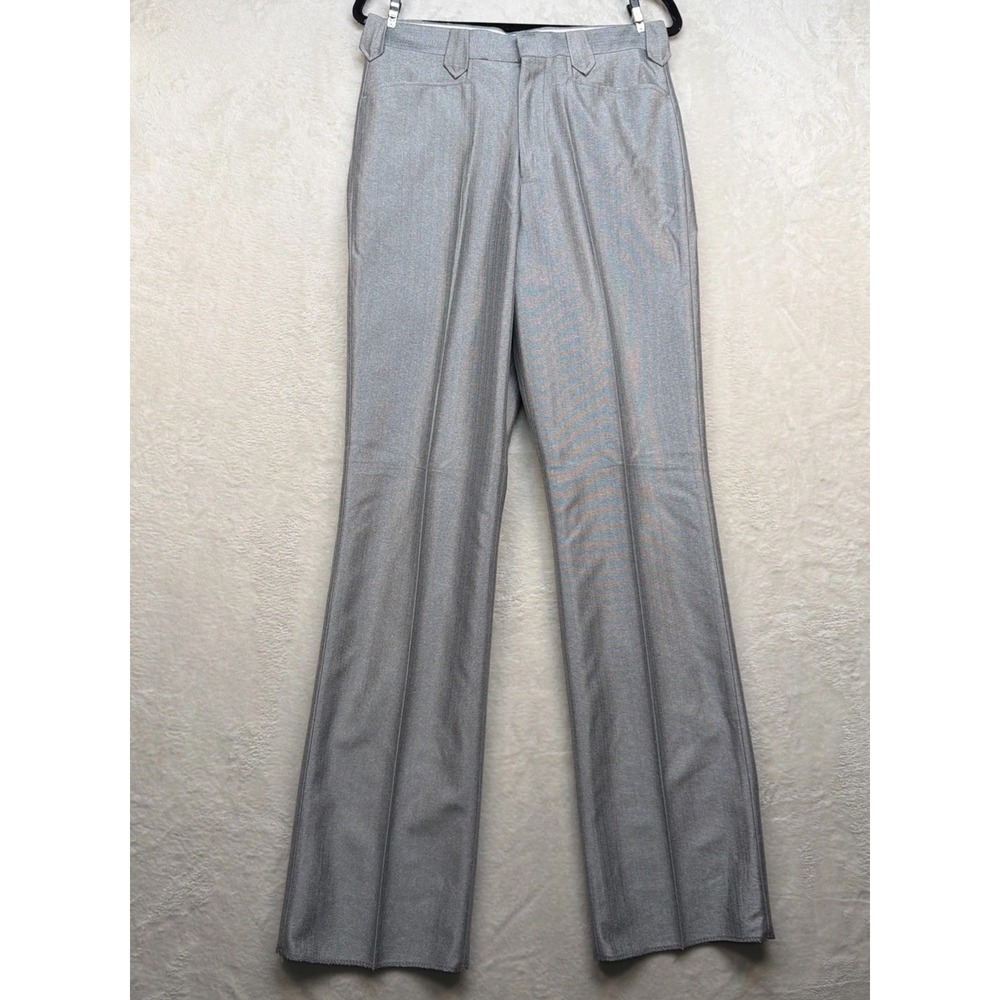 Vintage Western Pearl Snap Pants Gray Deadstock‎ 32x34 Unhemmed Rockabilly